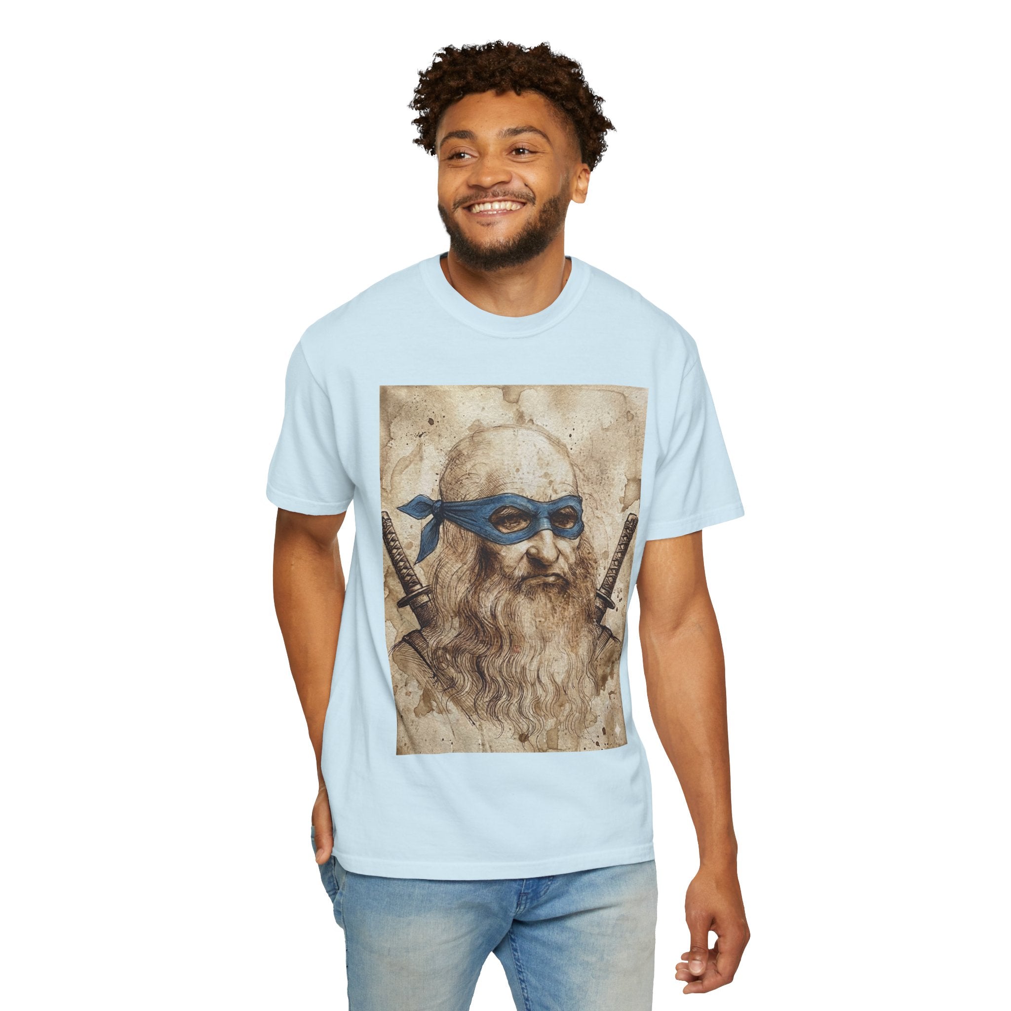 Leonardo Ninja Portrait T-Shirt — Vintage Samurai Leonardo da Vinci Art Tee
