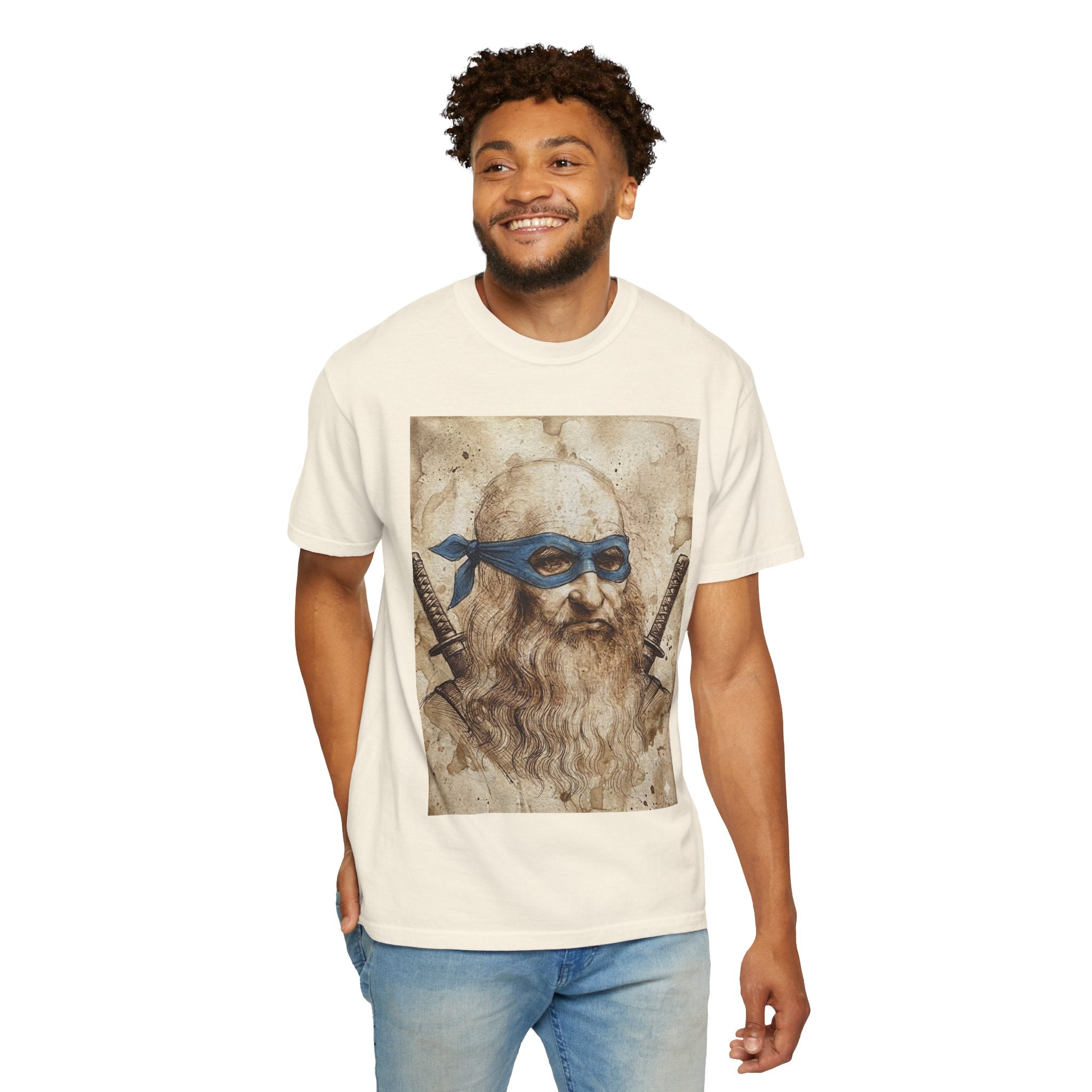 Leonardo Ninja Portrait T-Shirt — Vintage Samurai Leonardo da Vinci Art Tee