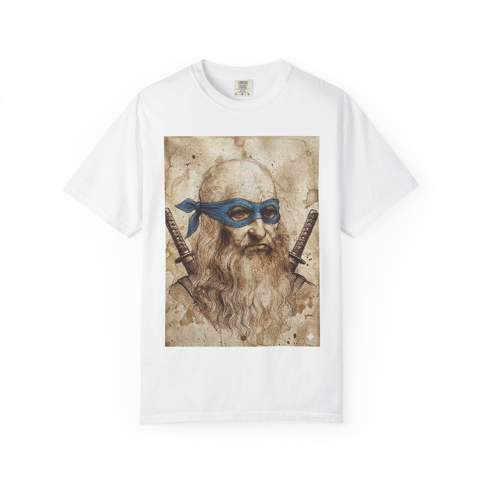 Leonardo Ninja Portrait T-Shirt — Vintage Samurai Leonardo da Vinci Art Tee