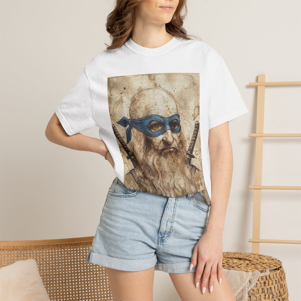 Leonardo Ninja Portrait T-Shirt — Vintage Samurai Leonardo da Vinci Art Tee
