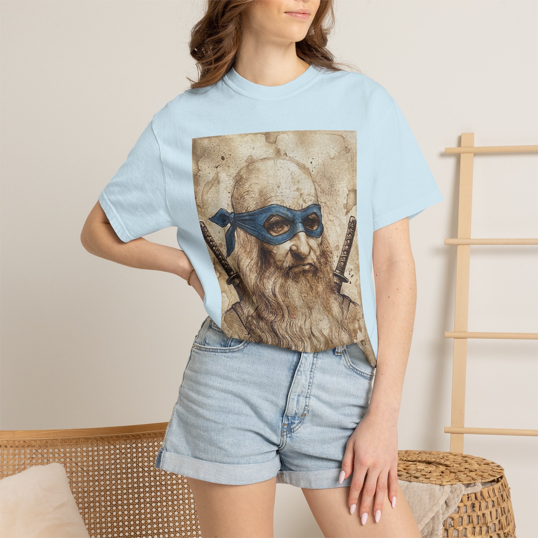 Leonardo Ninja Portrait T-Shirt — Vintage Samurai Leonardo da Vinci Art Tee
